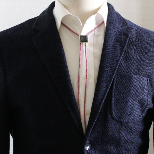 Silk Braid Bolo Tie Unisex Pink Black TAMARUSAN