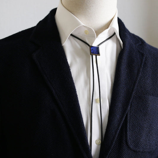 Leather Strap Bolo Tie Men's Accessory Blue TAMARUSAN