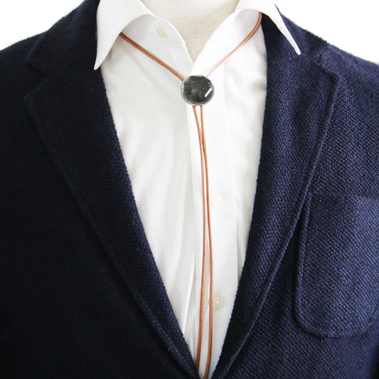 Leather Straps Bolo Tie Black Casual Necklace TAMARUSAN