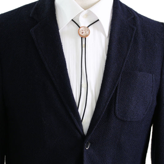 Leather Straps Bolo Tie Pink Simple Casual TAMARUSAN