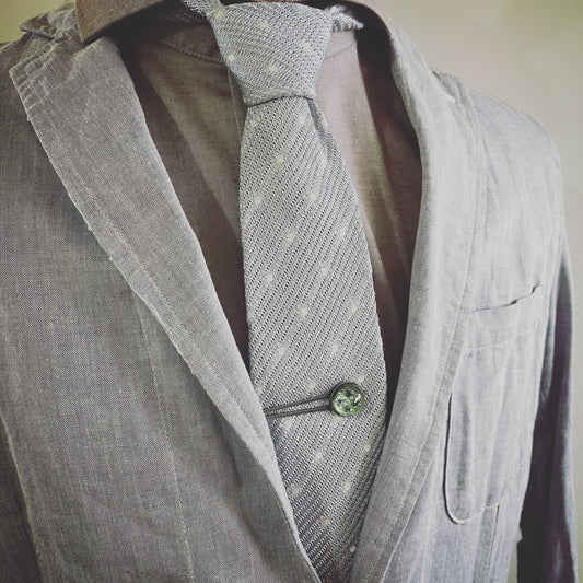 Simple Tie Clip Mint Green Button TAMARUSAN