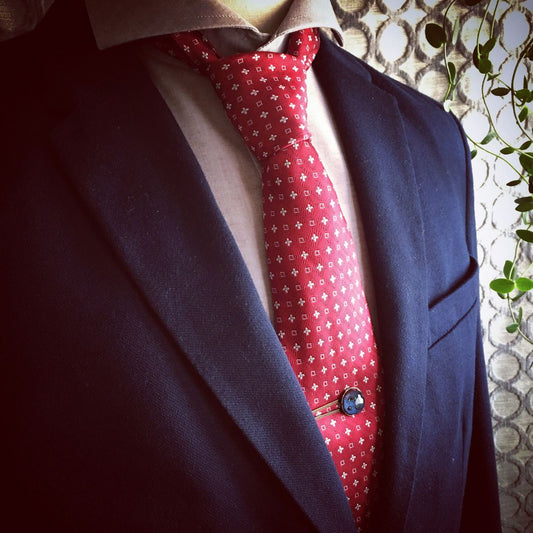 Tie Clip Button Blue Handmade TAMARUSAN