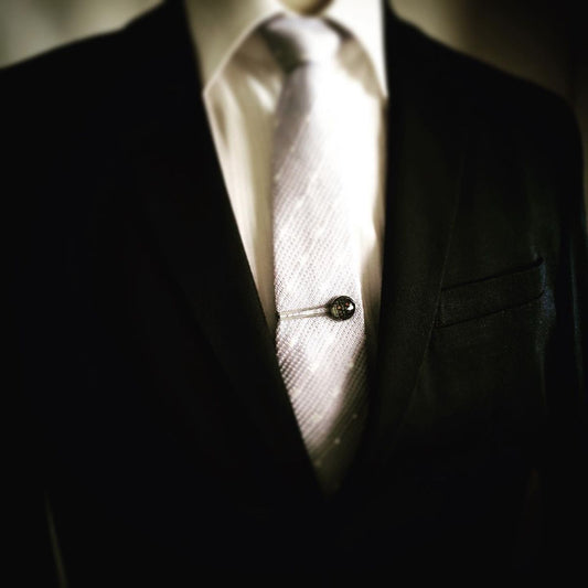 Simple Tie Clip Black Button Handmade TAMARUSAN
