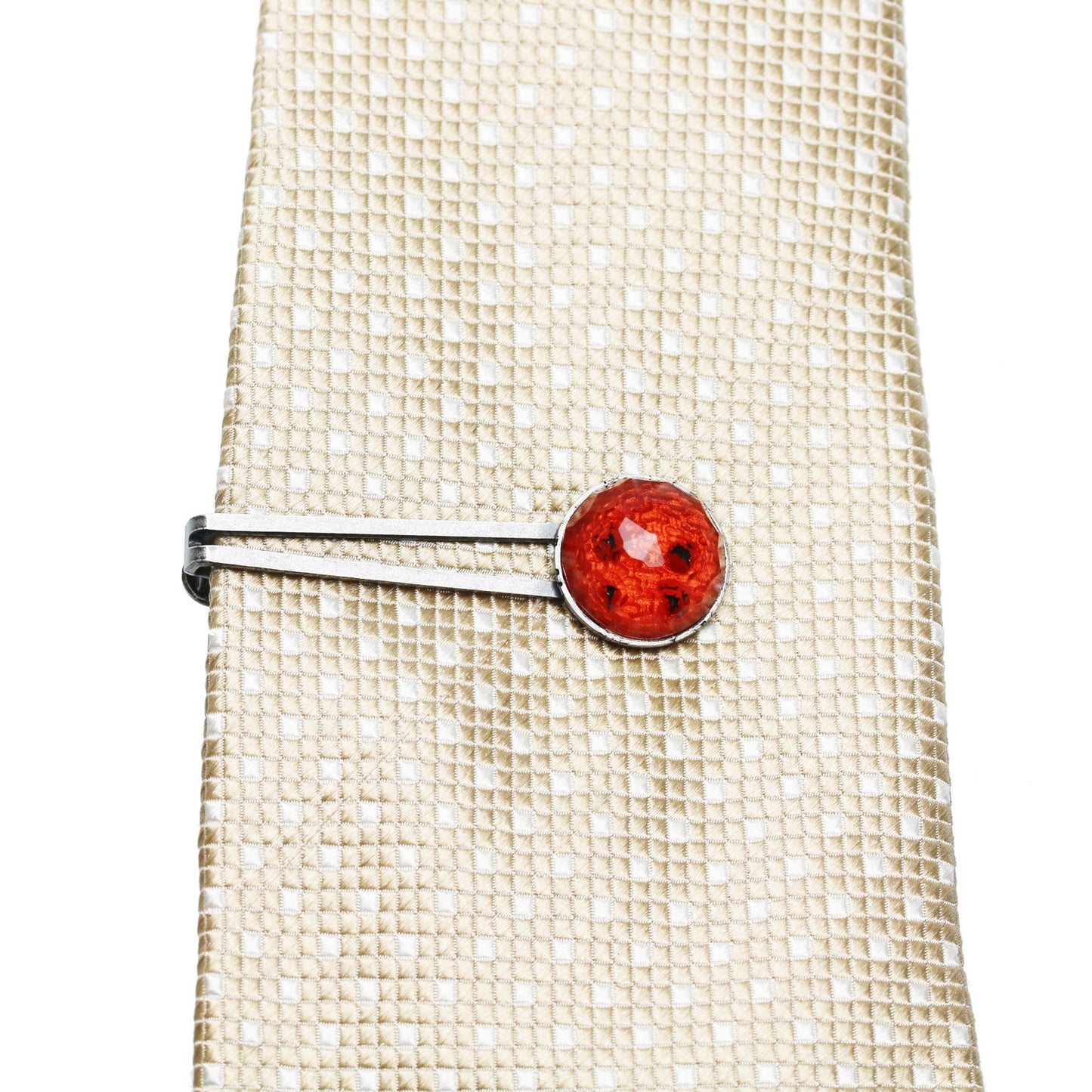 Simple Tie Clip Red Button Men's Accessory TAMARUSAN