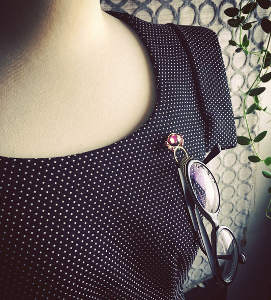 Glass Holder Brooch Poisonous Mushroom Purple TAMARUSAN