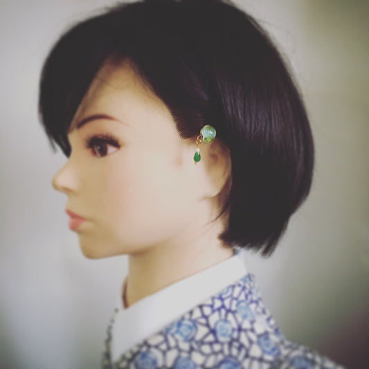 Hairpin Agate Onyx Gold Heart Green TAMARUSAN