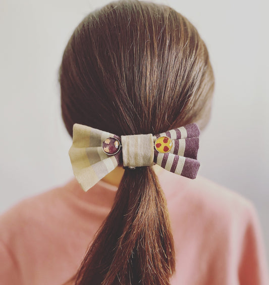 Hair Elastic Ribbon Purple Dots TAMARUSAN