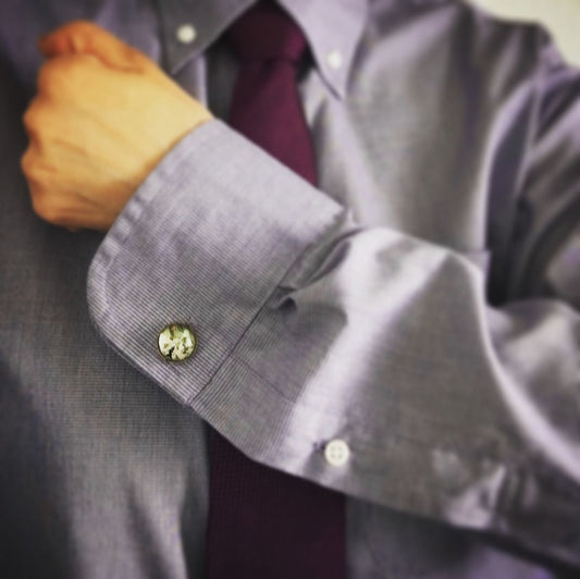 Cuff Links Dinosaur Green Pure Gold TAMARUSAN