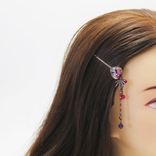 Hairpin Heart Dinosaur Amethyst Purple TAMARUSAN