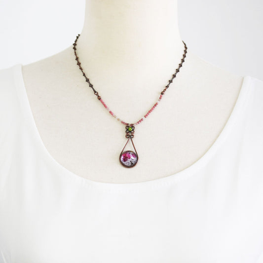 Necklace Dinosaur Purple Red TAMARUSAN