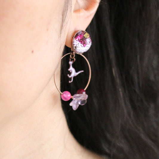 Pierced Earrings Dinosaur Hoop Cloisonne TAMARUSAN