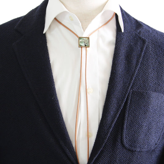 Leather Strap Bolo Tie Dinosaur Green TAMARUSAN