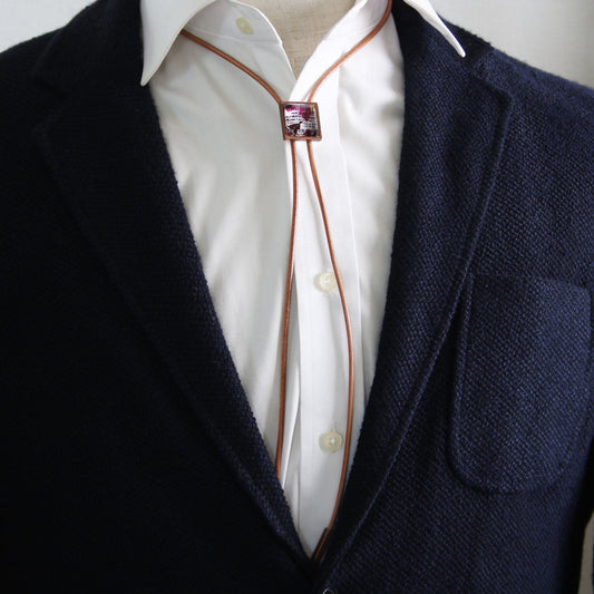 Leather Strap Bolo Tie Dinosaurs Purple TAMARUSAN