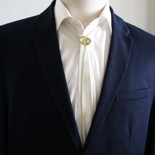 Leather Strap Bolo Tie Green White TAMARUSAN