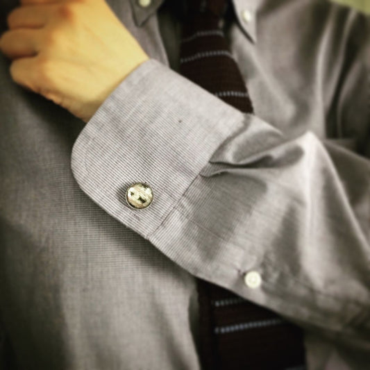 Cuff Links Tiger Beetle Gray Round TAMARUSAN