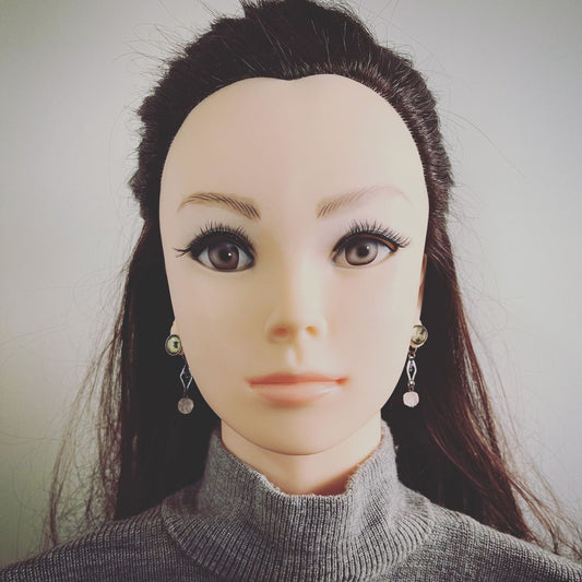 Pierced Earrings Tiger Beetle Amethyst Rose Quartz Gray TAMARUSAN