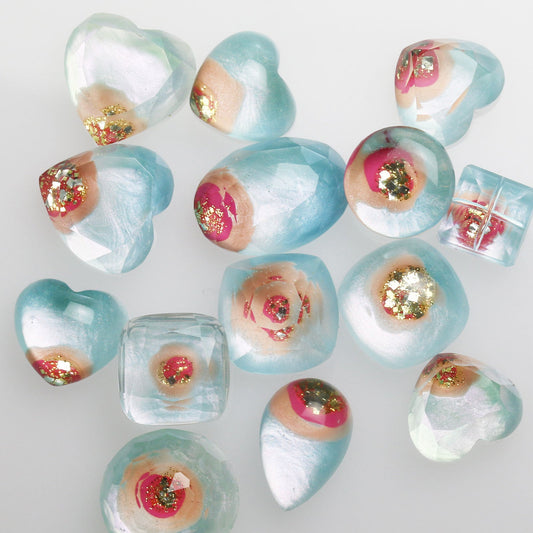 Hairpin Heart Pink Blue 24k Gold TAMARUSAN