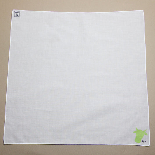 Cow Handkerchief Hand Print White TAMARUSAN