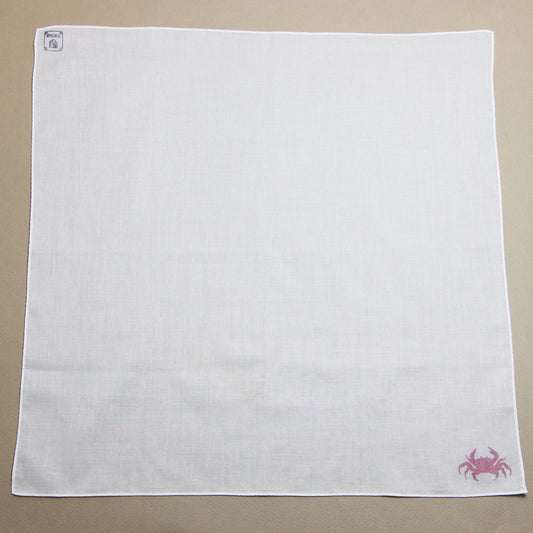 Crab Handkerchief Hand Print White TAMARUSAN