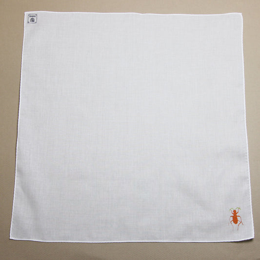 Tiger Beetle Handkerchief Hand Print White TAMARUSAN