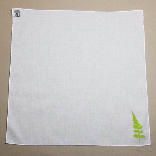 Fern Handkerchief Hand Print White TAMARUSAN