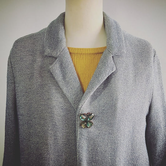 Brooch Butterfly Blue Green Original Resin Handmade TAMARUSAN