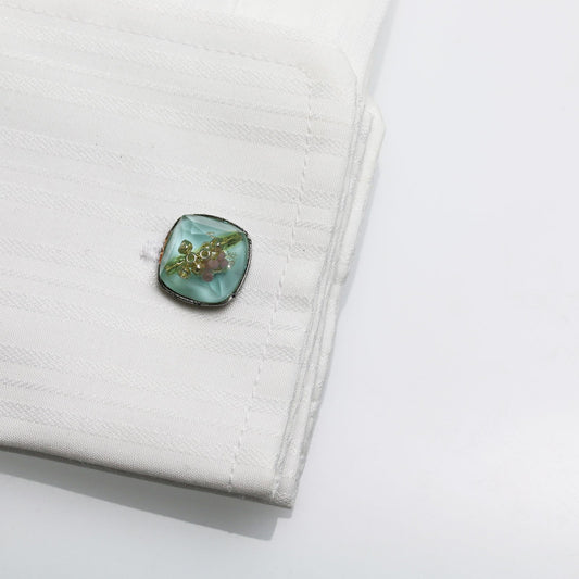 Cuff Links Light Blue Square TAMARUSAN