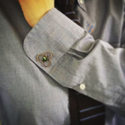 Cuff Links Flower Emerald Green TAMARUSAN