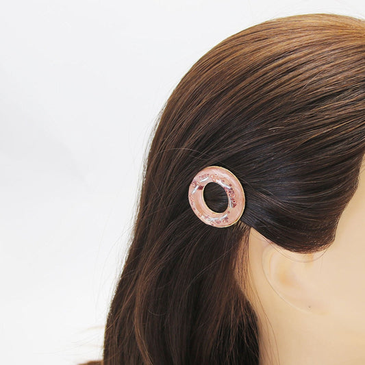 Hair Clip Pink Dounut Resin Gold TAMARUSAN