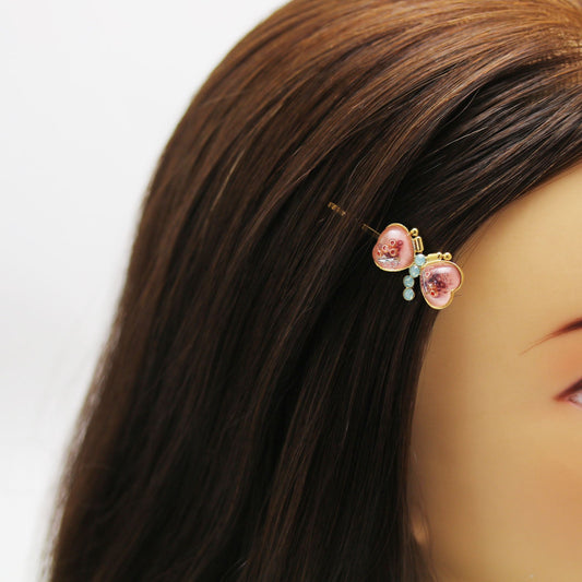 Hairpin Pink Butterfly Gold Removable TAMARUSAN