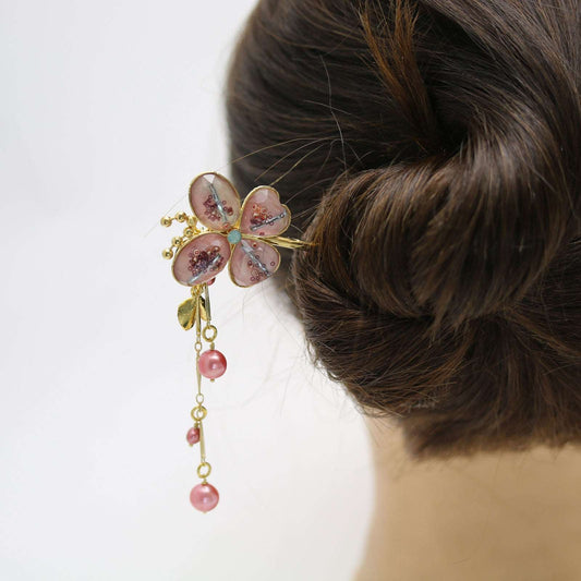 One Stick Hairpin Pink Butterfly TAMARUSAN