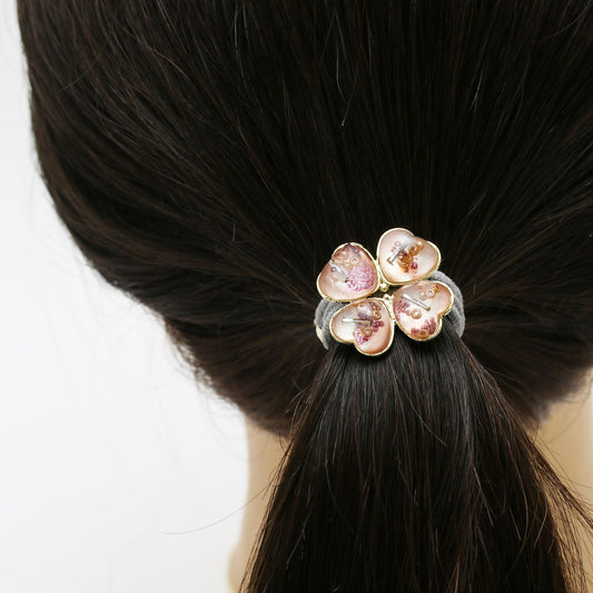 Pink Clover Hair Gorgeous Elastic Flower 24k TAMARUSAN