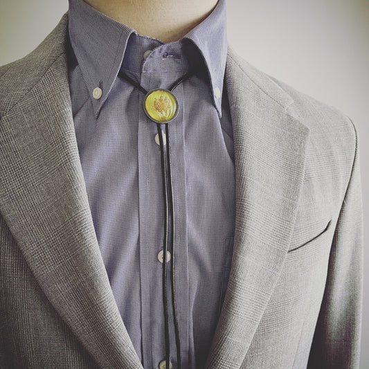 Leather Straps Bolo Tie Light Blue TAMARUSAN