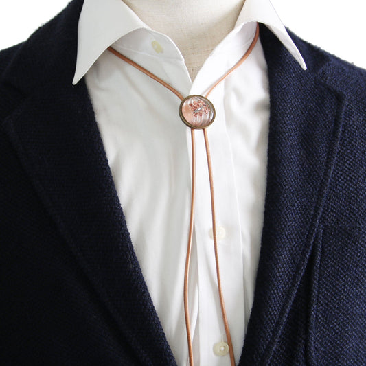 Leather Strap Bolo Tie Gentleman Pink TAMARUSAN