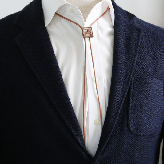 Leather Strap Bolo Tie Pink Casual Square TAMARUSAN