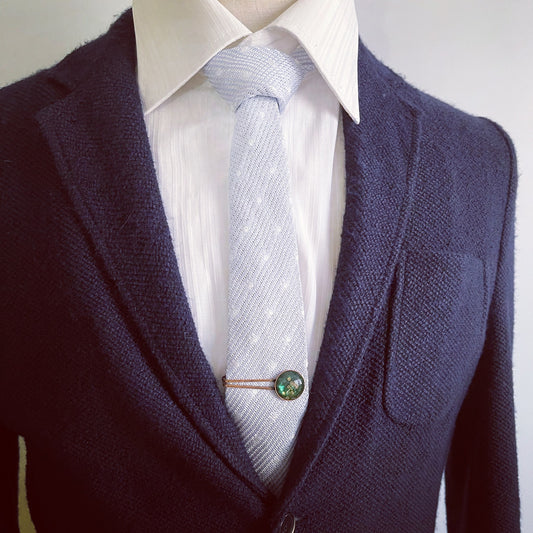 Tie Clip Emerald Round Fashion Accessory TAMARUSAN