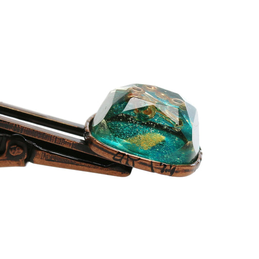 Simple Tie Clip Emerald Green Square TAMARUSAN
