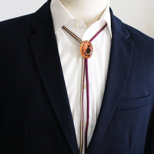 Silk Braid Bolo Tie TNR Cat 24k Gold Orange TAMARUSAN