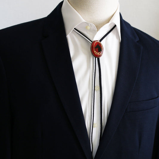 Silk Braid Bolo Tie Horse Red TAMARUSAN
