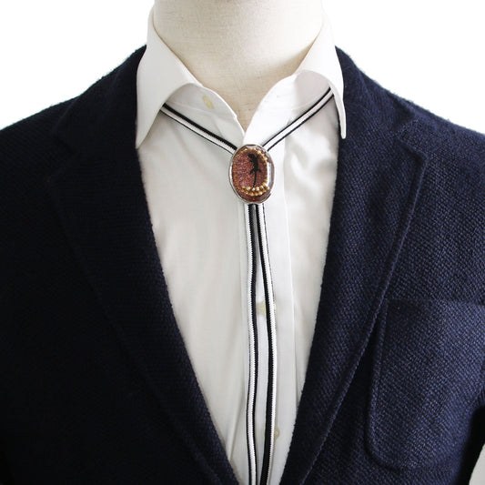 Silk Braid Bolo Tie Gecko Brown Lame TAMARUSAN