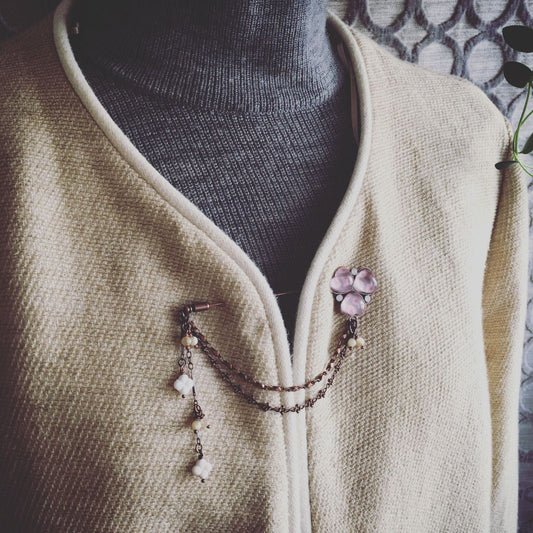 Hatpin Pink Flower Fawn Japanese Pattern TAMARUSAN