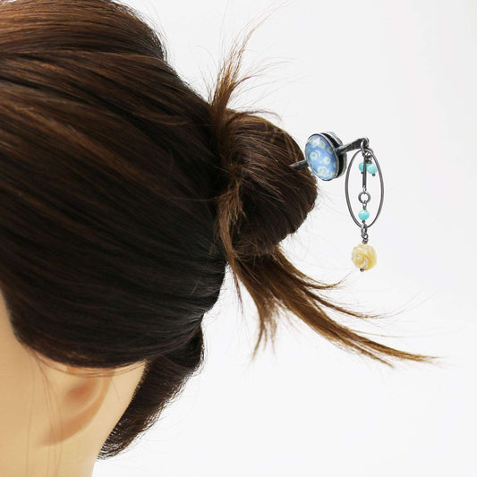 Hairpin Fawn Blue Shell Rose TAMARUSAN