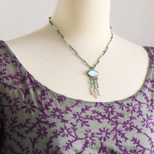 Necklace Freshwater Pearl Light Blue TAMARUSAN