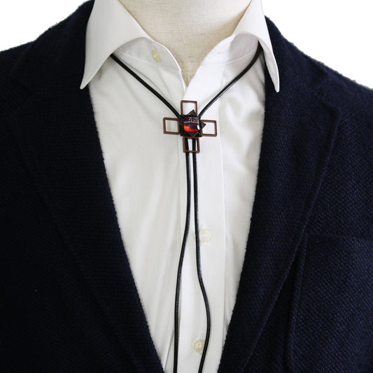 Leather Strap Bolo Tie Blue Architecture TAMARUSAN