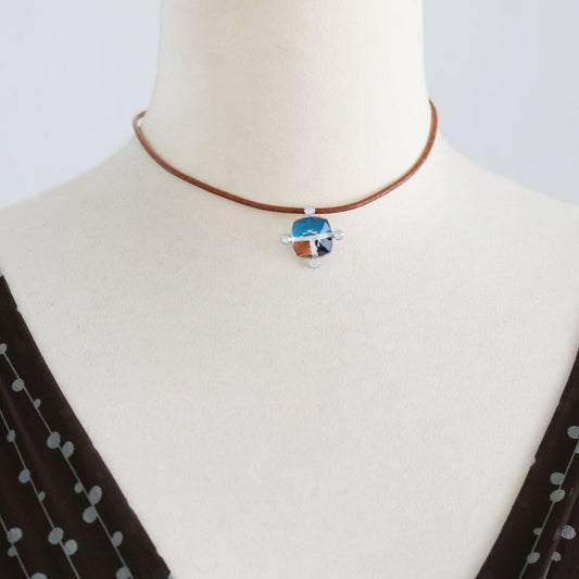 Leather Choker Blue Smoky Quartz TAMARUSAN