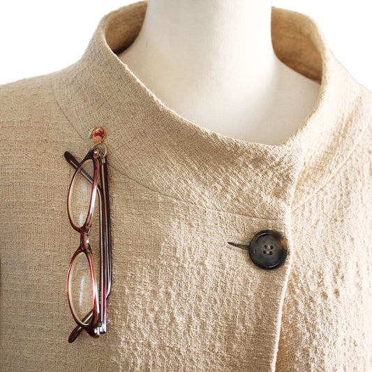 Eyeglass Holder Brooch Crab Red 24k TAMARUSAN