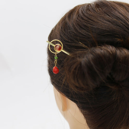 Hairpin Crab Coral Red Gold TAMARUSAN