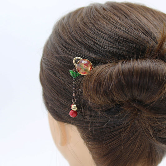 Double Prong Hair Stick Red Crab TAMARUSAN