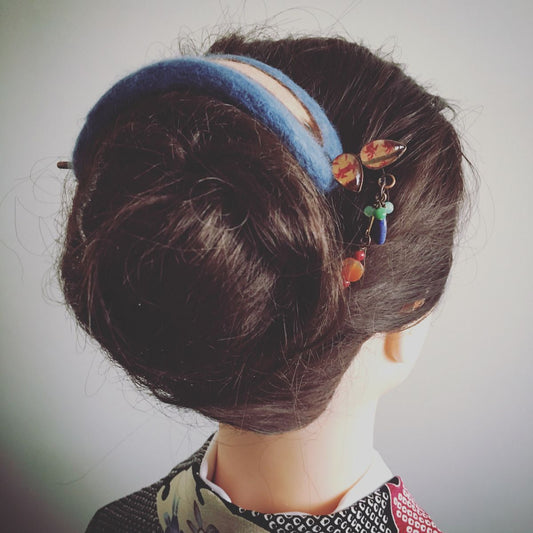 Hairpin Barrette Wool Felt Blue Crab Stick TAMARUSAN