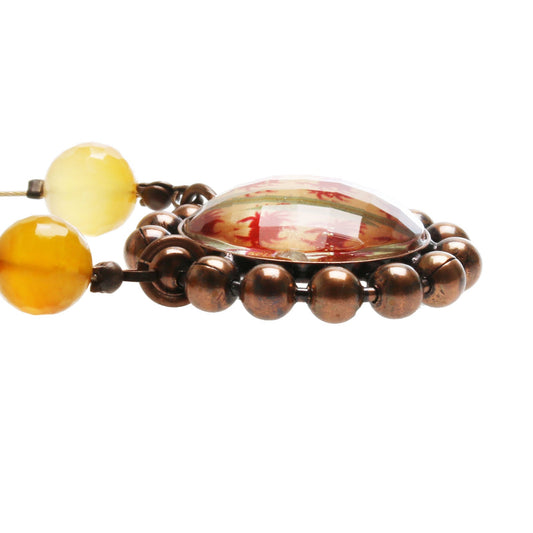 Long Necklace Agate Carnelian Crab Red TAMARUSAN